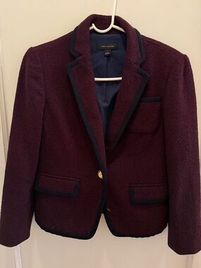 Ann Taylor Women's Plum Bouclé Blazer with Navy Trim